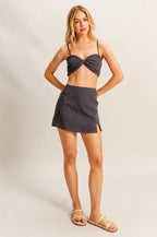 HYFVE Ruched Bra Top and Mini Skirt Set