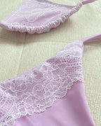 Pink Lace Patchwork Bikini Sexy Women Swimsuit Push Up Swimwear Female Bandeau Biquini Halter Bathing Suit Bodysuit Beachwear